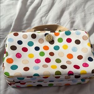 EUC Tory Burch Multicolor Polka Dot hanging vanity bag